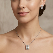 Mangalsutra With Earring in 925 Sterling Silver Rhodium Plated 9 inches